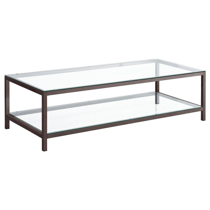 Trini Coffee Table with Glass Shelf Black Nickel image