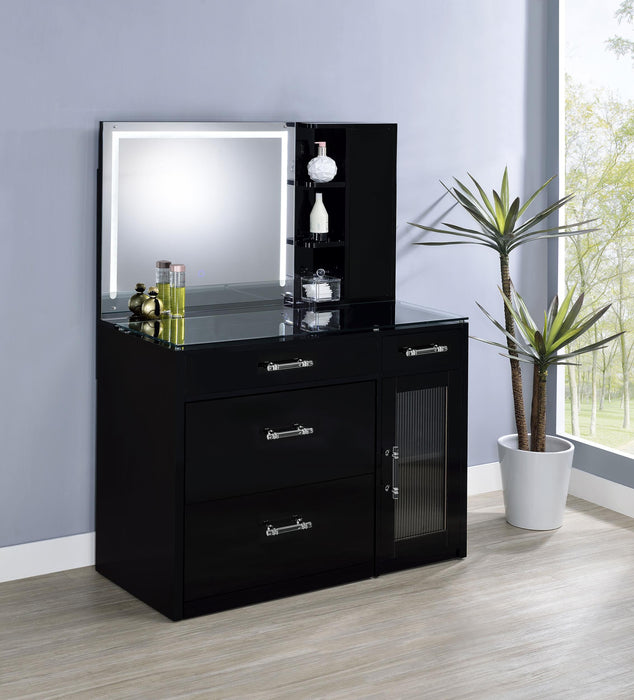 Flora 2-drawer Vanity Set with LED Mirror High Gloss