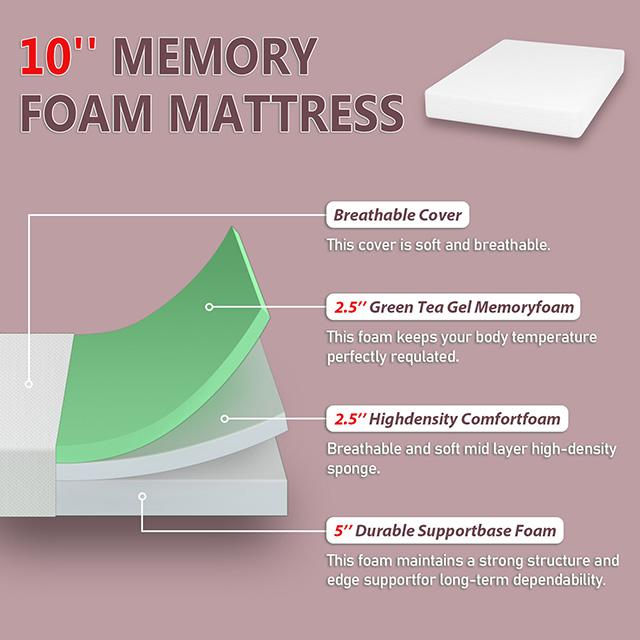 Forsythia 10" Green Tea Gel Memory Foam