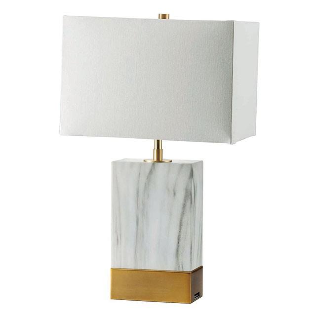 Faith White Marble/Gold 20"H White Marble Gold Table Lamp image