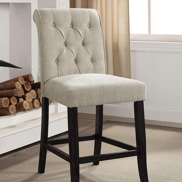 Izzy Beige/Antique Black Counter Ht. Chair, Ivory (2/CTN)