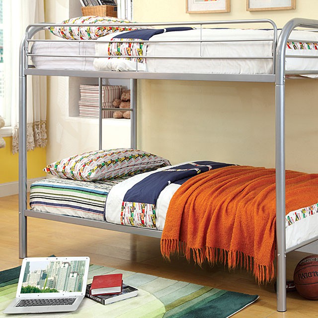 Rainbow Twin/Twin Bunk Bed Black, Silver, & White