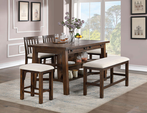 FREDONIA 6 Pc. Counter Ht. Table Set w/ 2 PC + bench + 2 Stools image