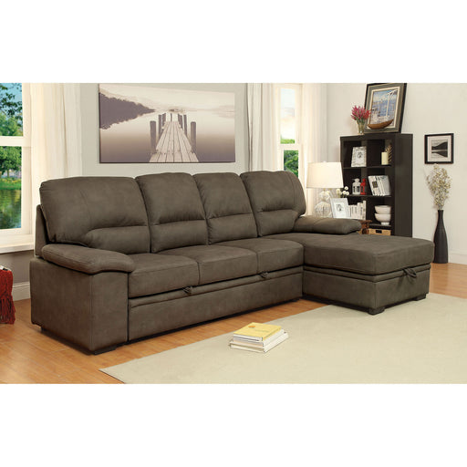 ALCESTER Brown Sectional w/ Sleeper, Ash Brown image