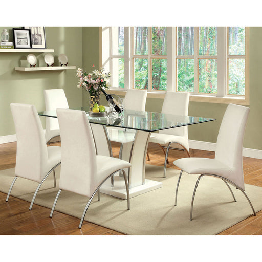 Glenview White/Chrome 7 Pc. Dining Table Set image
