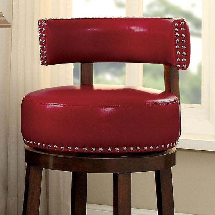 SHIRLEY Dark Oak/Red 24" Bar Stool image