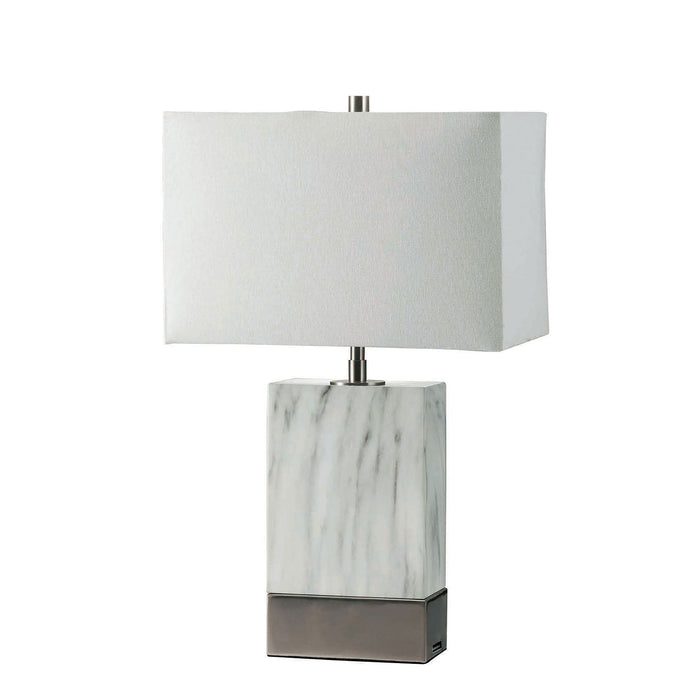 Faith White Marble/Silver 20"H White Marble Steel Table Lamp image